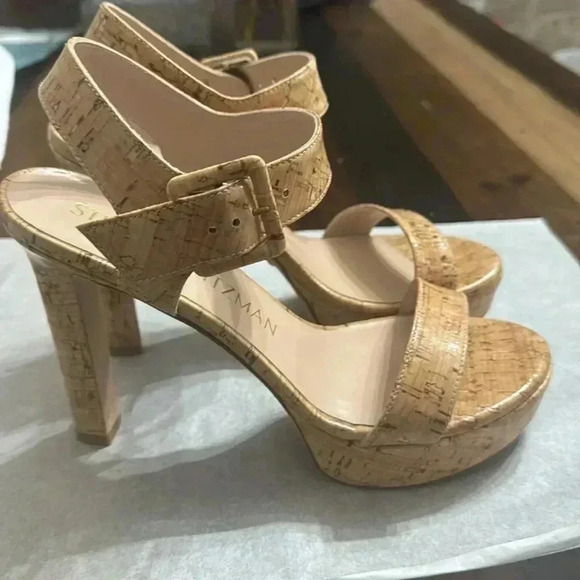 Stuart Weitzman white cork
heeled shoes. 
-WORN ONCE - Picture 7 of 7